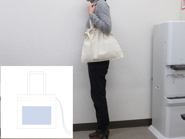 ノベルティ:厚手コットンギャザーバッグ ナチュラル