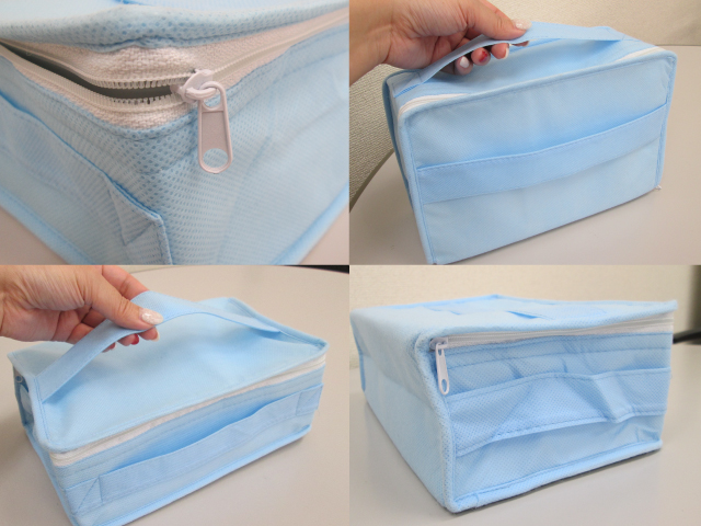 ノベルティ:不織布保冷3WAYスクエアポーチ フロスティブルー