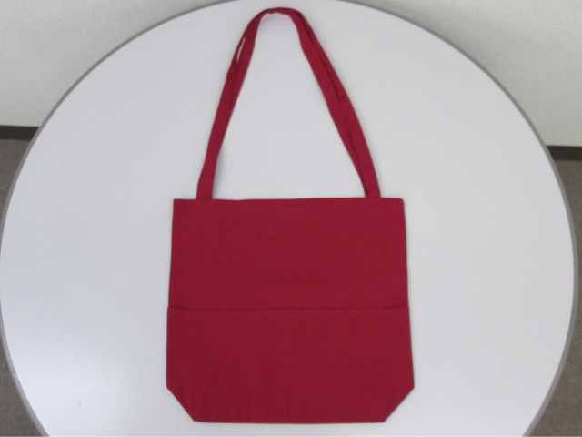 ノベルティ:厚手コットンアウトポケットトート ワインレッド
