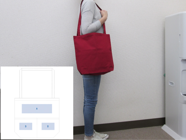 ノベルティ:厚手コットンアウトポケットトート ワインレッド