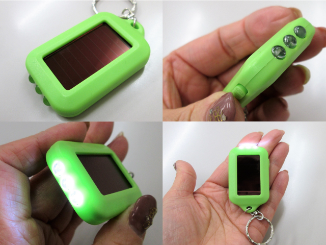 ノベルティ:ソーラーLEDキーホルダー E/黄緑