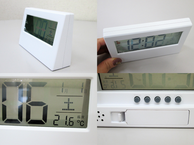 ノベルティ:シンプルスタイル電波時計 白