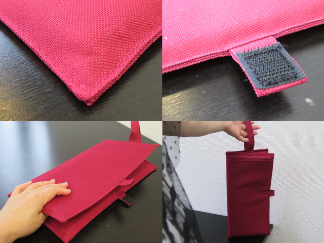 ノベルティ:バッグにもなるシートクッション ワインレッド