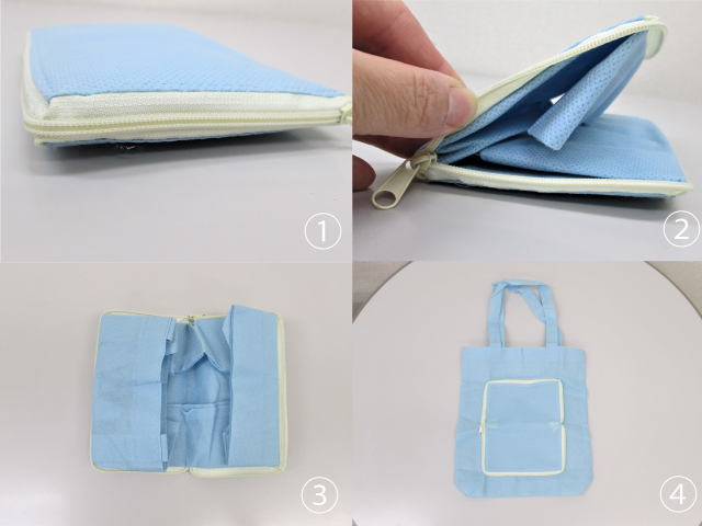 おりたたみエコバッグ タテ マチ付 B/ブルー