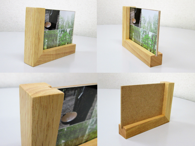 ノベルティ:ラバーウッドコーナーフォトスタンド ナチュラルウッド