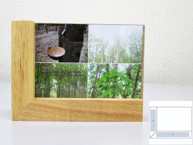 ノベルティ:ラバーウッドコーナーフォトスタンド ナチュラルウッド