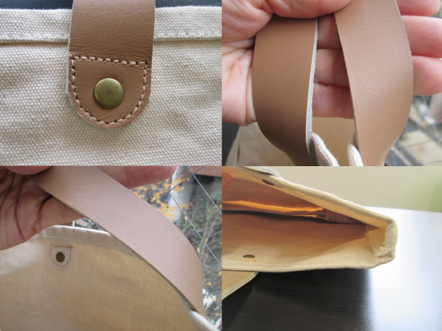 厚手キャンバスレザーハンドルトート(S) ナチュラル