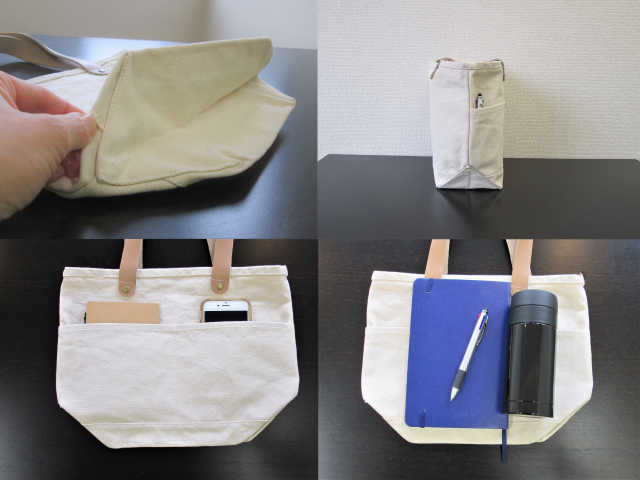 厚手キャンバスレザーハンドルトート(S) ナチュラル