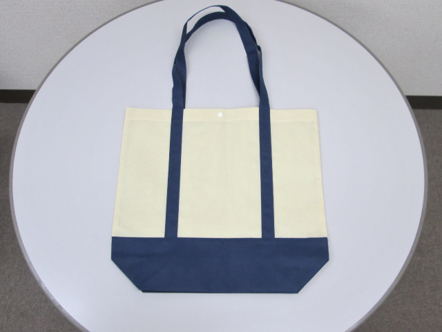 不織布バイカラートート(L) ディープブルー