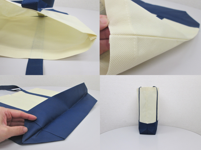 不織布バイカラートート(L) ディープブルー