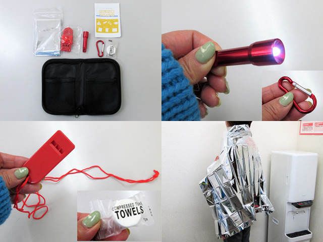 ノベルティ:ポーチ入 携帯防災対策7点セット