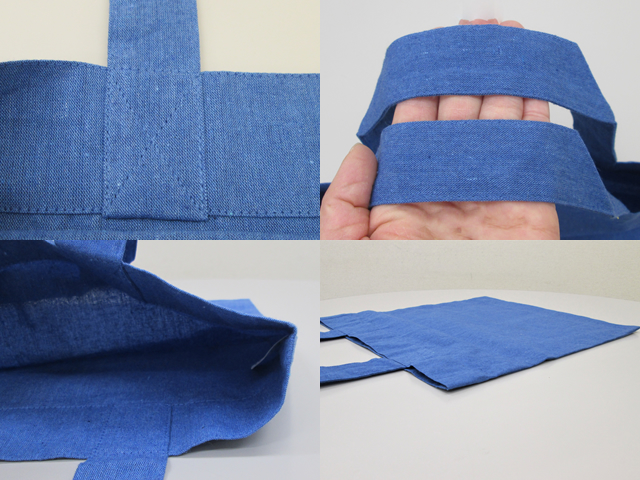 シャンブリックガゼットマチ付バッグ ブルー