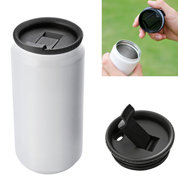 ノベルティ:≪セール品 在庫売切廃盤≫ 缶型ダブルウォールボトル(330ml) 白